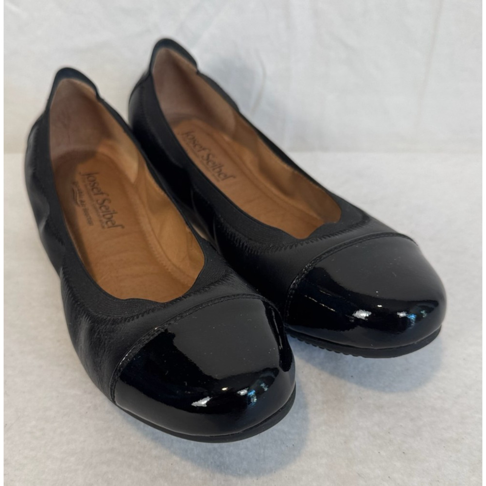 Josef Seibel Shoes Womens‎ 38 Pippa Ballet Flats Black Leather Casual Slip On